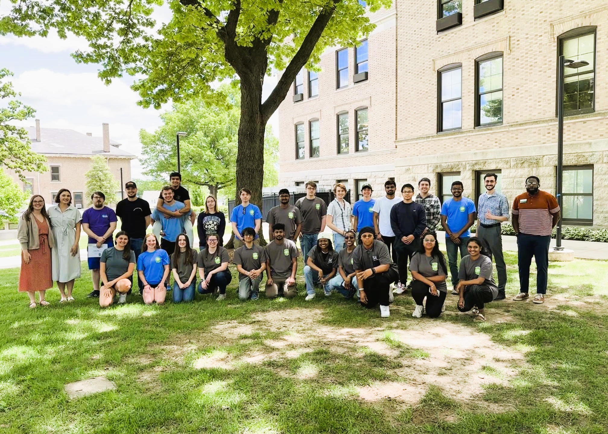 Group of students outside, all part of the joes peers program